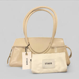STAUD Maude NWT Cream Leather Shoulder Bag $395 retail